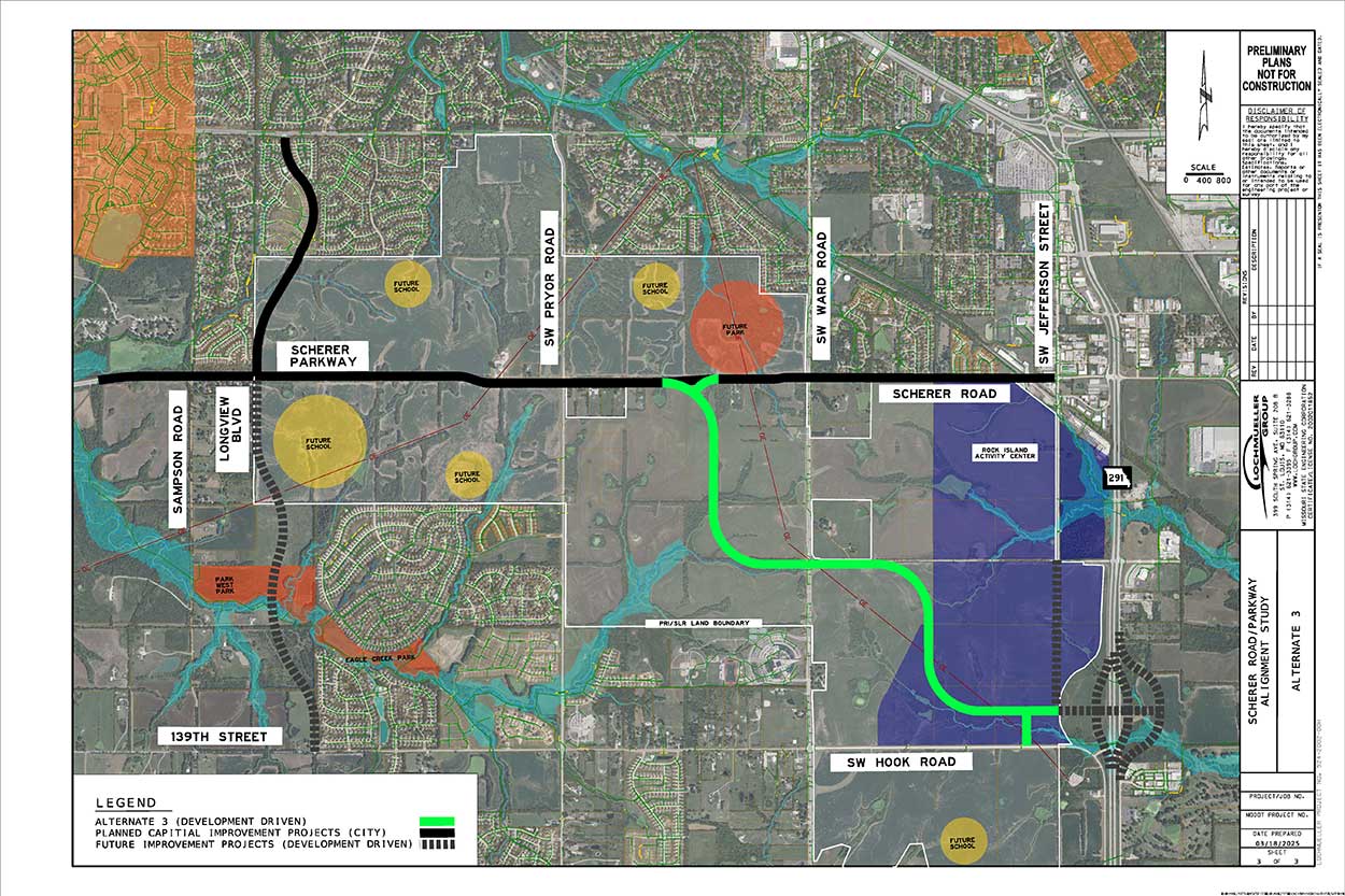 map of scherer road alignment Alternative 3